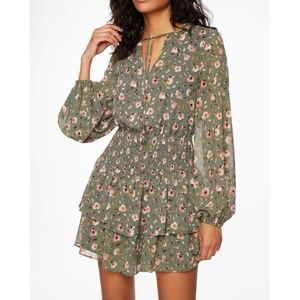 LONG SLEEVE TIERED MINI DRESS